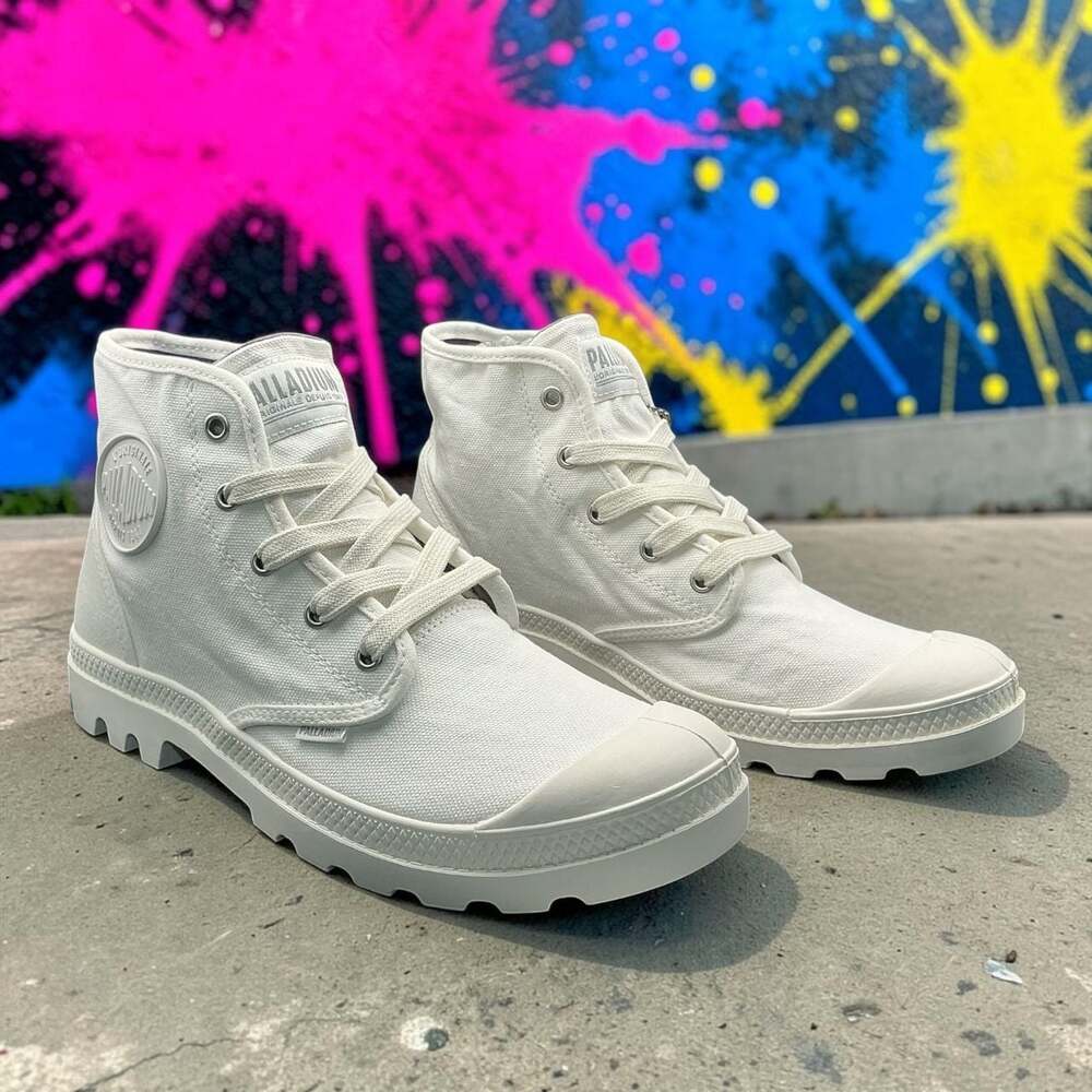 Palladium Pampa Hi Star White Canvas Combat Boots Women’s Sz10